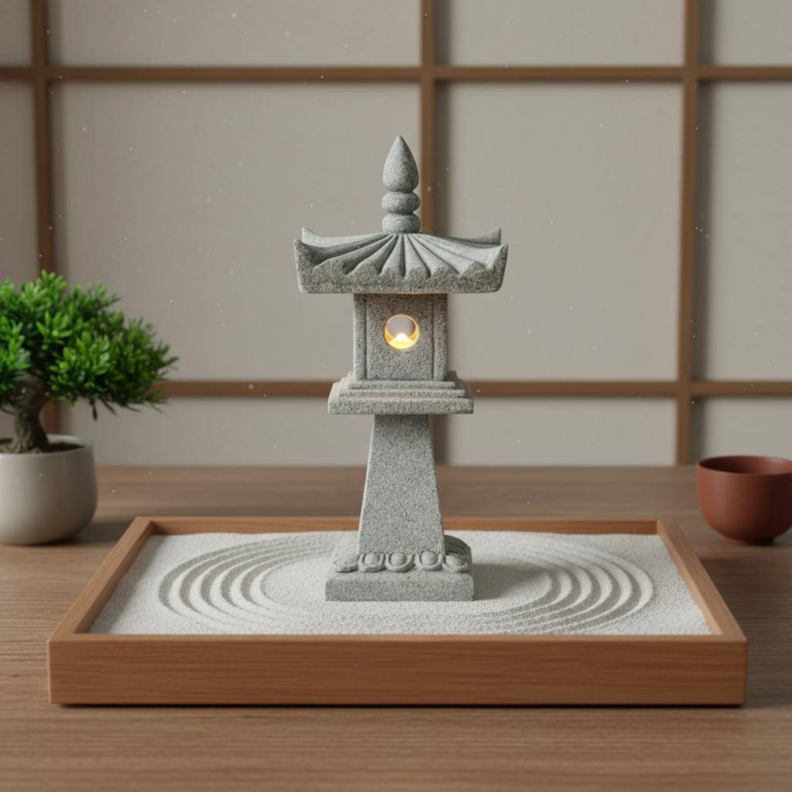 Bonsai Garden Decor - ミニチュア石灯籠アンティーク仕上げ盆栽飾り静寂の庭塔完璧な贈り物日本の塔像工芸品