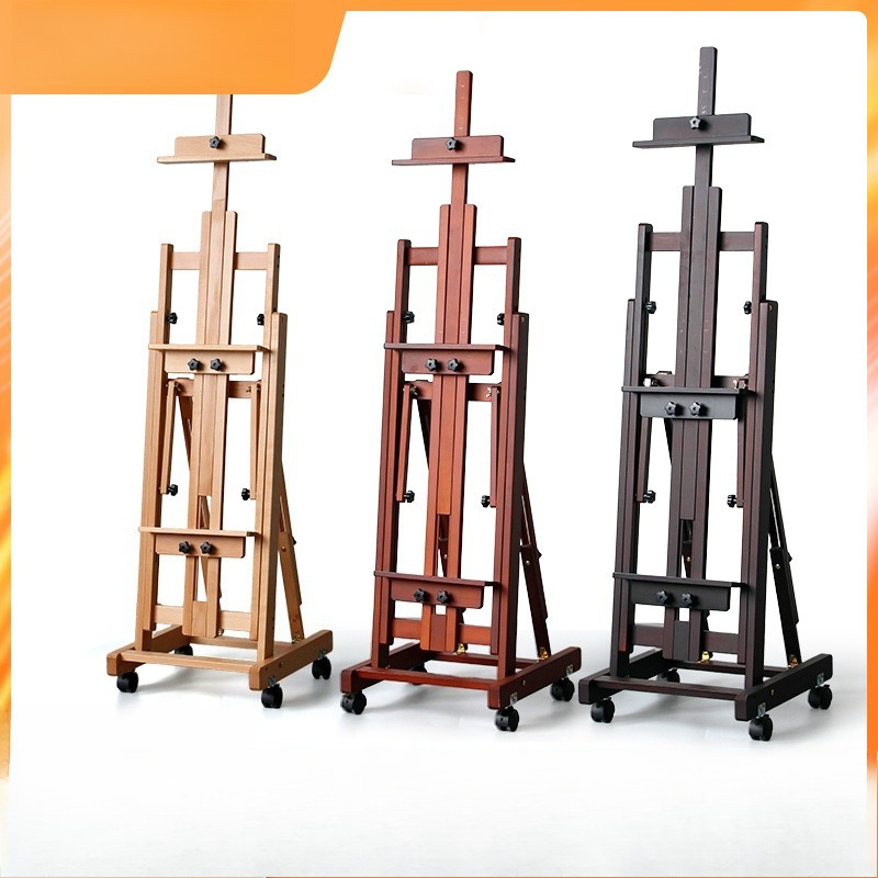 Display Stand Wood - HXL 木製フラット垂直イーゼル調節可能なプーリー折りたたみディスプレイ油絵スタンド