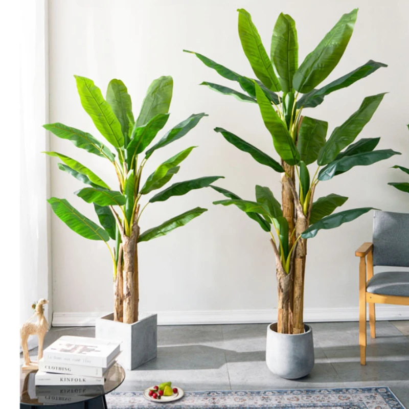 Bonsai Garden Restaurant - 180cm/210cm大型バナナの木鉢植えトロピカルモンステラ造花グリーン植物フロア盆栽リビングルームガーデンレストラン装飾