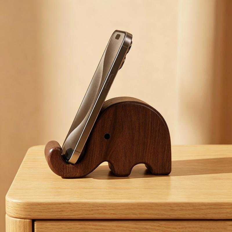 Display Stand Wood - シンプルな無垢材ブラックウォールナット製電話スタンド名刺ディスプレイラックホームオフィスデスクトップ装飾オーガナイザー