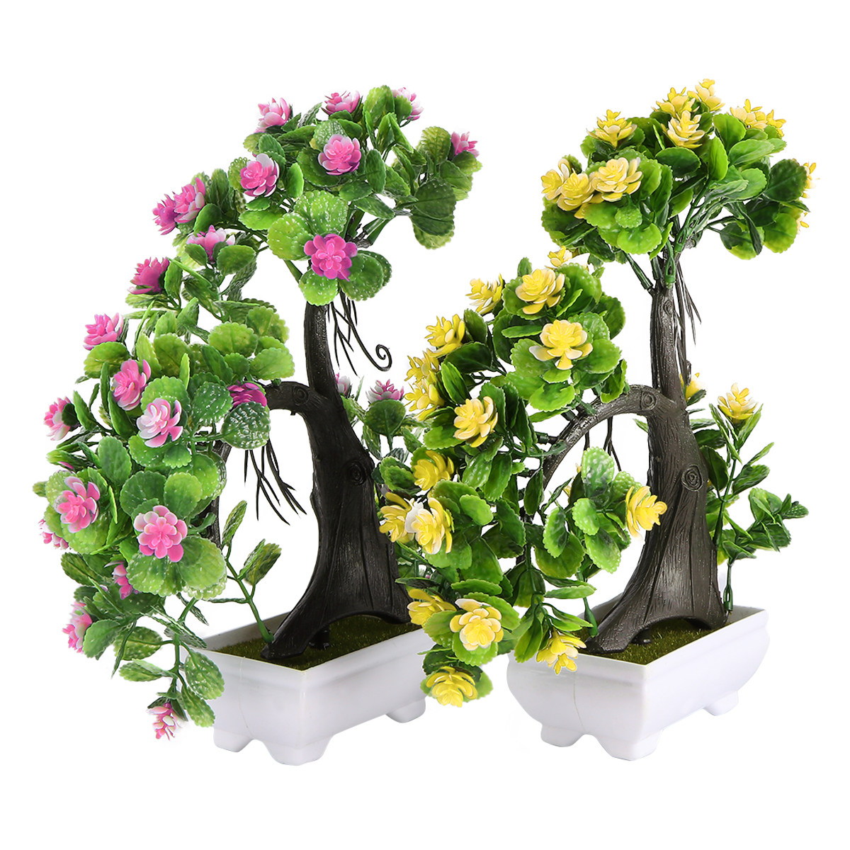Bonsai Garden Restaurant - 2個セット リアルな人工盆栽 プラスチック製鉢植え装飾品 家庭 オフィス 庭