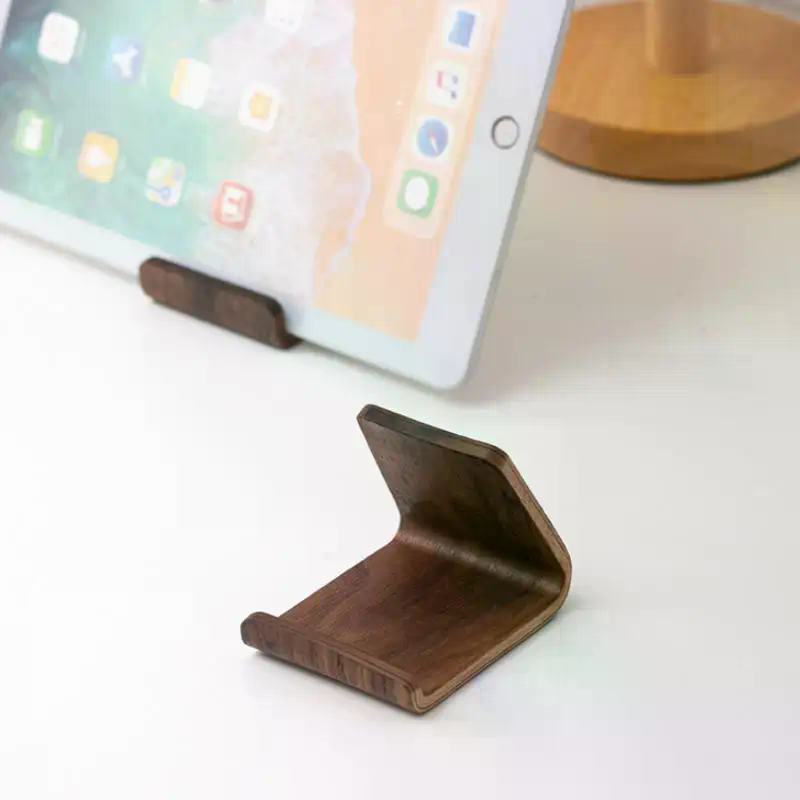 Display Stand Wood - クリエイティブなホームオフィスデスクトップ装飾ウォールナット木製電話ホルダー多機能木製フロントデスク名刺ディスプレイラック