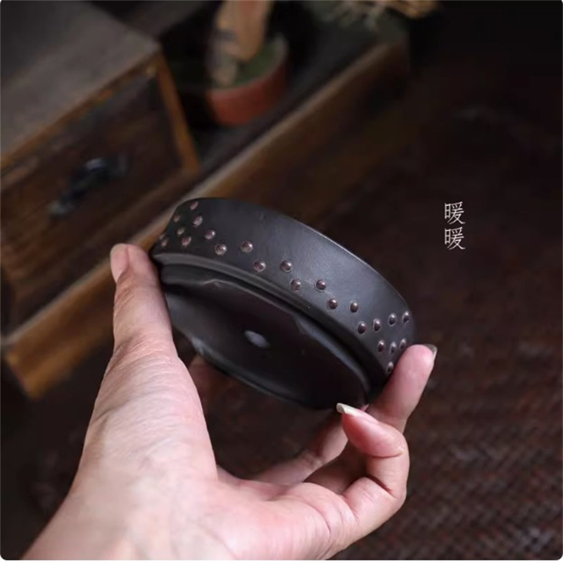 Bonsai Garden Chinese Garden - セラミックラウンド盆栽ポット、ドラムネイルネイチャー、パープルサンド、伝統的な中国の部屋、寮、庭、家のテーブル装飾