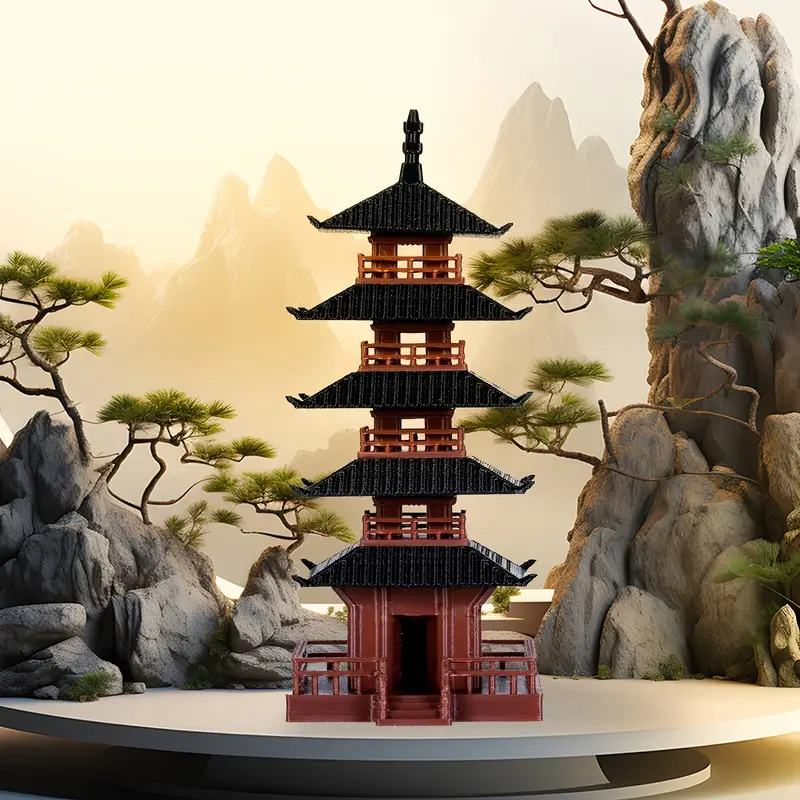 Bonsai Garden Chinese Garden - 🛒 1Pc ミニ塔像中国古代建築モデルパビリオン装飾シミュレーション像禅庭水族館盆栽装飾