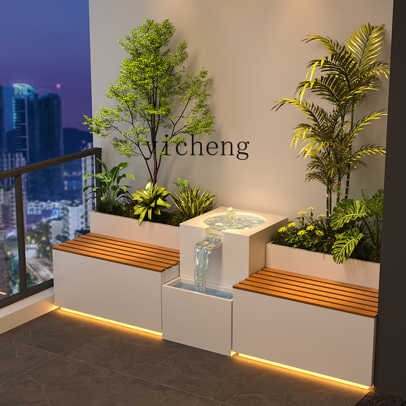 ガーデンバルコニーフラワーボックス付き座椅子、ステンレス製魚 - Bonsai Garden Chinese Garden のレビューと価格