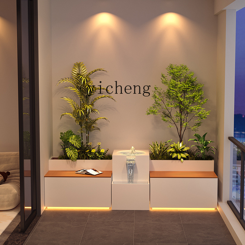 ガーデンバルコニーフラワーボックス付き座椅子、ステンレス製魚 - Bonsai Garden Chinese Garden のレビューと価格