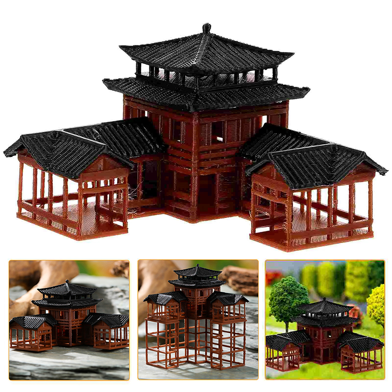 古代建築模型ミニチュア日本風パビリオン装飾品ミニチュアジレン - Bonsai Garden Chinese Garden のレビューと価格
