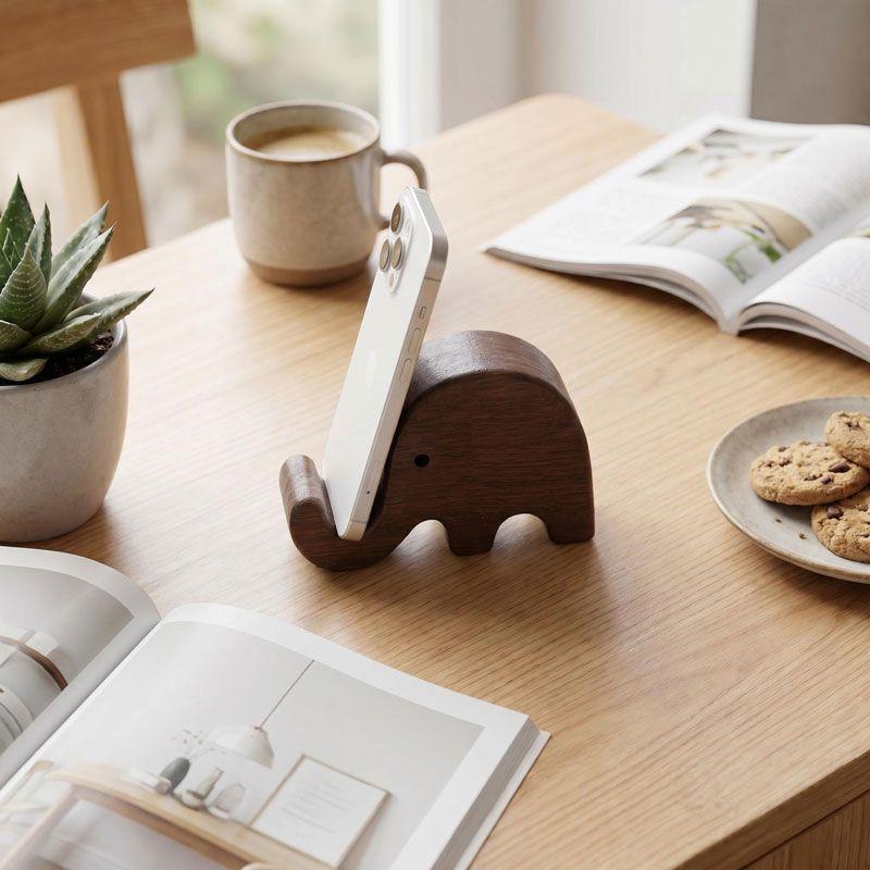 シンプルでクリエイティブな無垢材ブラックウォールナット製スマ - Display Stand Wood のレビューと価格