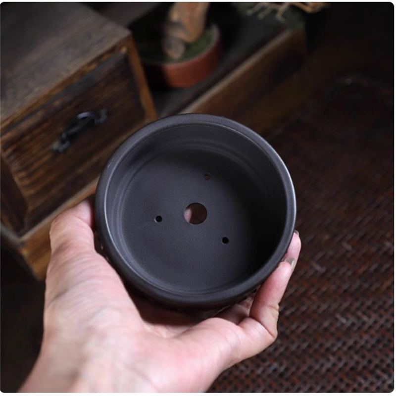 セラミックラウンド盆栽ポット、ドラムネイルネイチャー、パープ - Bonsai Garden Chinese Garden のレビューと価格