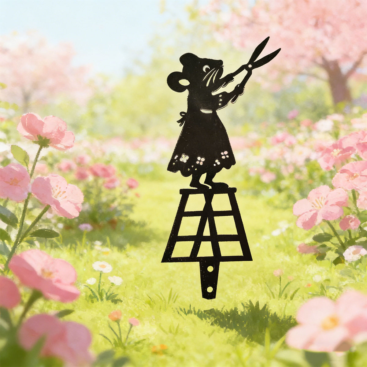 ブラックシルエットラインメタルガーデンコラム、ハサミ付きマウ - Bonsai Garden Decor のレビューと価格