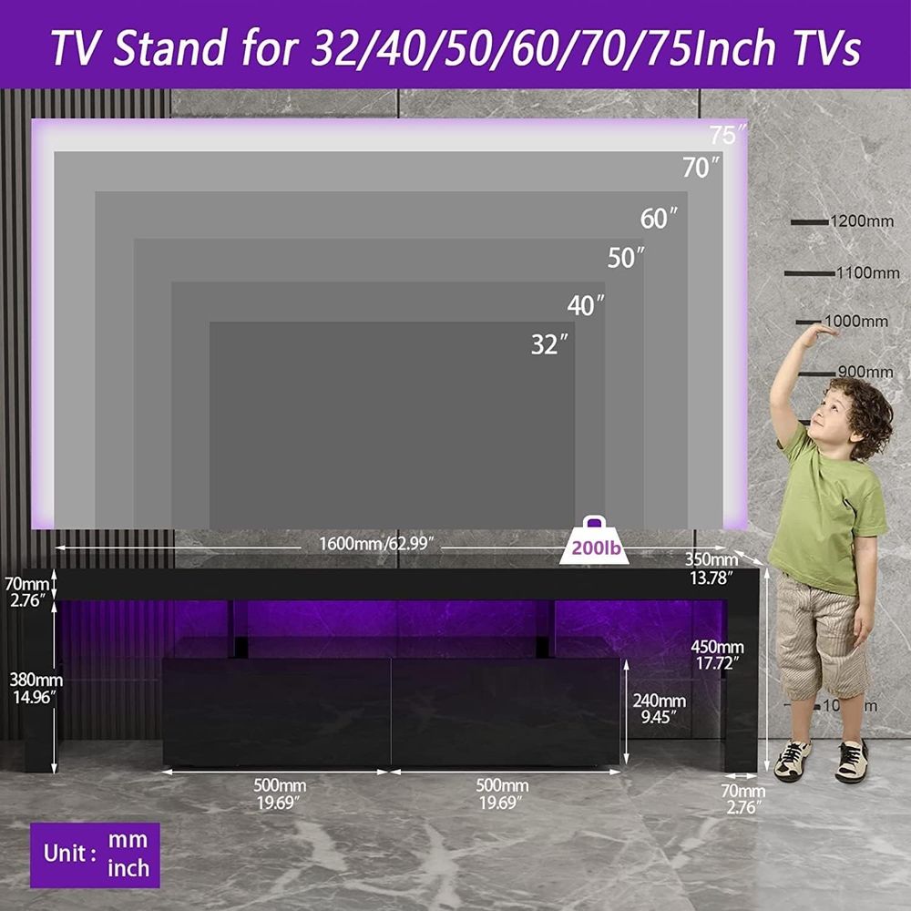 ブラックテレビスタンド、60 65 70 75インチ木製テレ - Display Stand Wood のレビューと価格