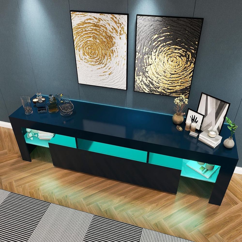 ブラックテレビスタンド、60 65 70 75インチ木製テレ - Display Stand Wood のレビューと価格
