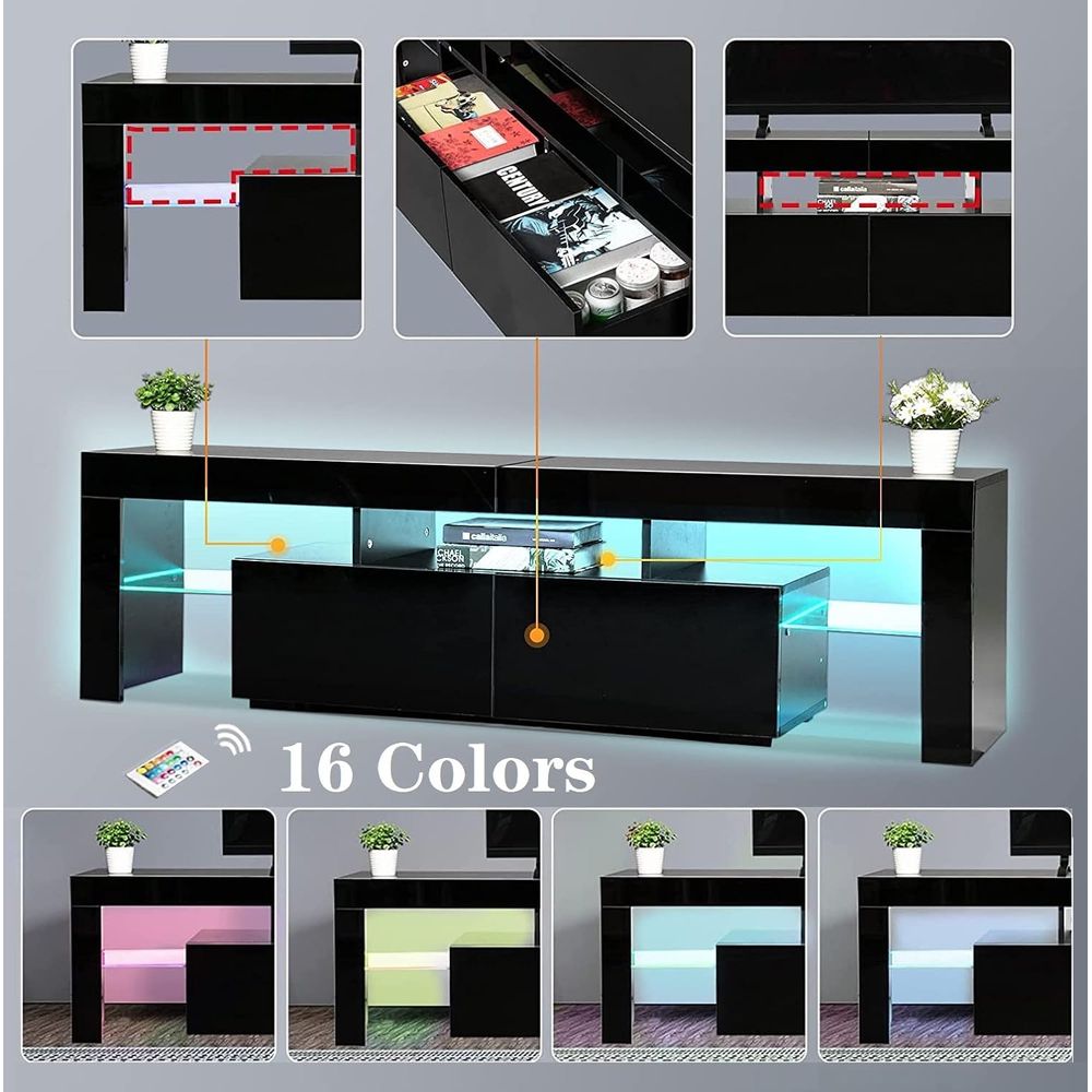 ブラックテレビスタンド、60 65 70 75インチ木製テレ - Display Stand Wood のレビューと価格