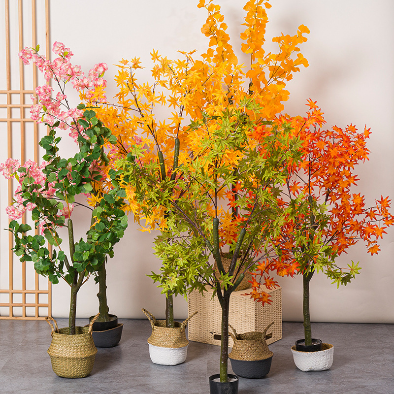 人工赤カエデの木鉢植えイチョウの葉盆栽植物家庭用リビングルー - Bonsai Garden Restaurant のレビューと価格