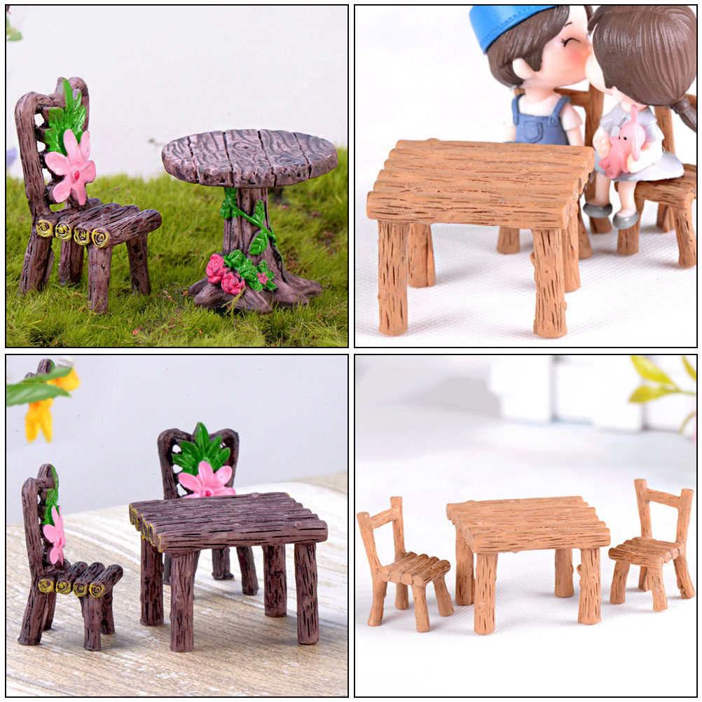 5セット レジン製ミニチュア チェア テーブル ガーデンクラ - Bonsai Garden Decor のレビューと価格